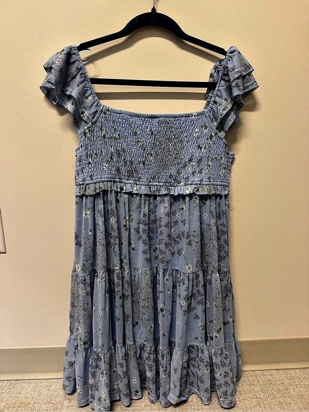 Size M Altard State Blue Floral Tiered Maxi Dress